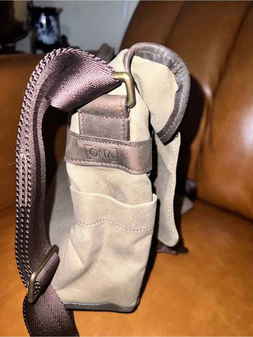 ONA The Union Street Messenger Bag | Ranger Tan, Waxed Canvas & Leather